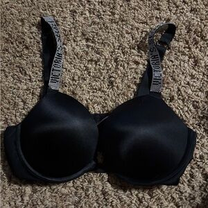 Elegant Black Bra with Embellished Straps